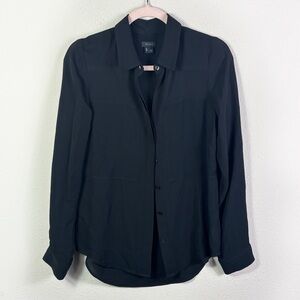 Theory 100% silk black button down shirt size Medium